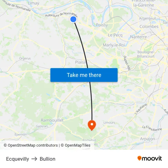 Ecquevilly to Bullion map