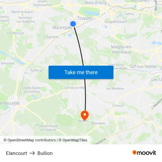 Elancourt to Bullion map