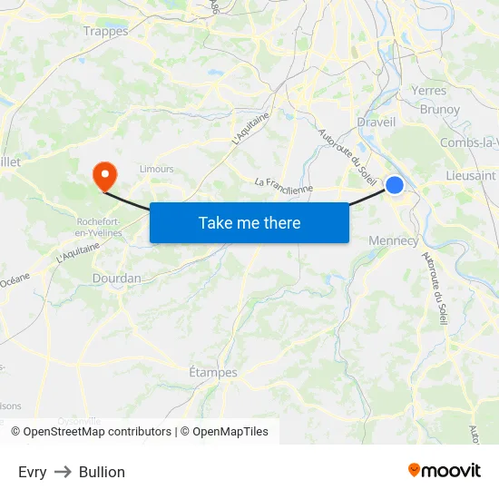 Evry to Bullion map