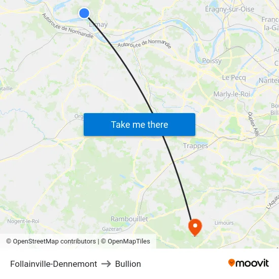 Follainville-Dennemont to Bullion map