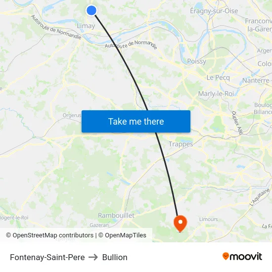 Fontenay-Saint-Pere to Bullion map