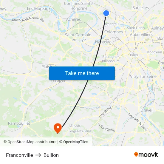 Franconville to Bullion map