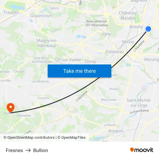 Fresnes to Bullion map