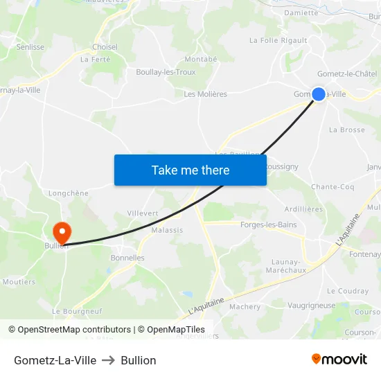 Gometz-La-Ville to Bullion map