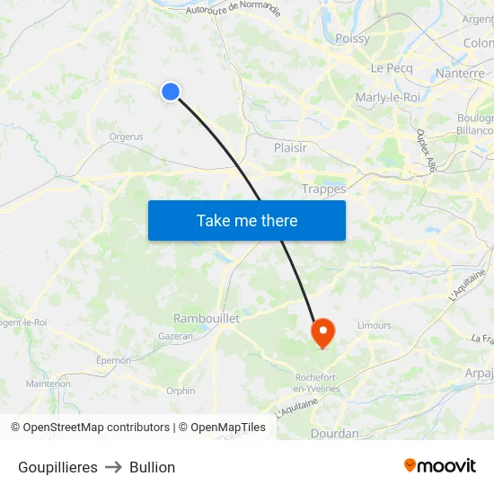 Goupillieres to Bullion map