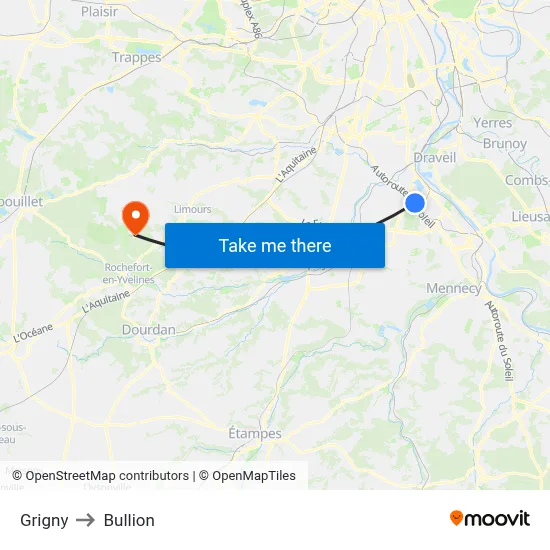 Grigny to Bullion map