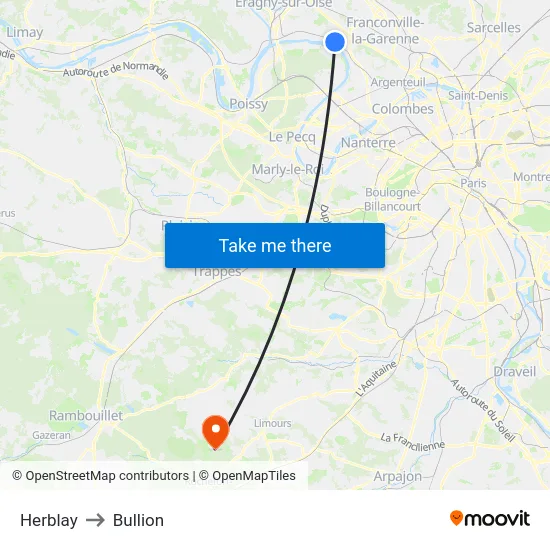 Herblay to Bullion map