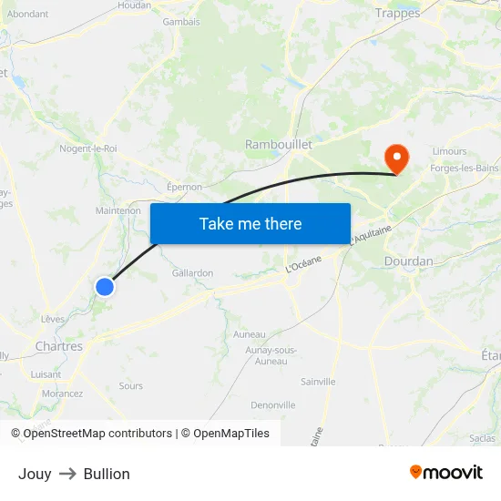 Jouy to Bullion map