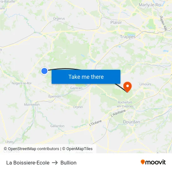 La Boissiere-Ecole to Bullion map