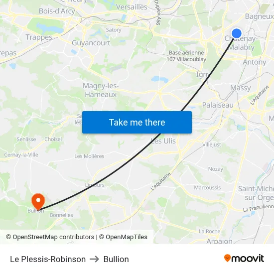 Le Plessis-Robinson to Bullion map