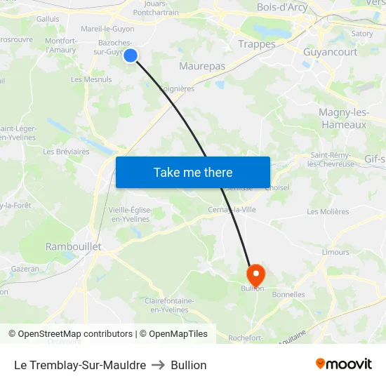 Le Tremblay-Sur-Mauldre to Bullion map