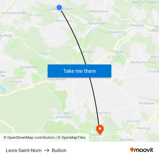 Levis-Saint-Nom to Bullion map