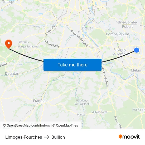 Limoges-Fourches to Bullion map