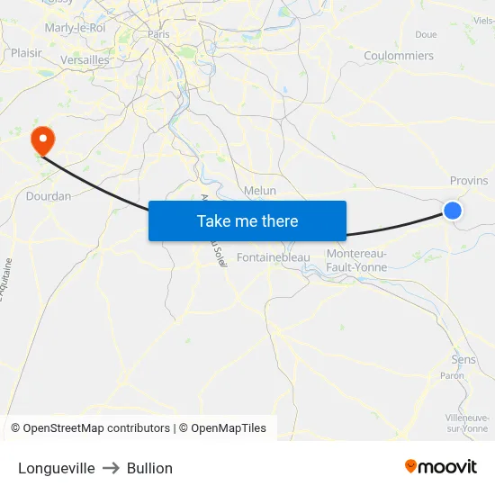 Longueville to Bullion map