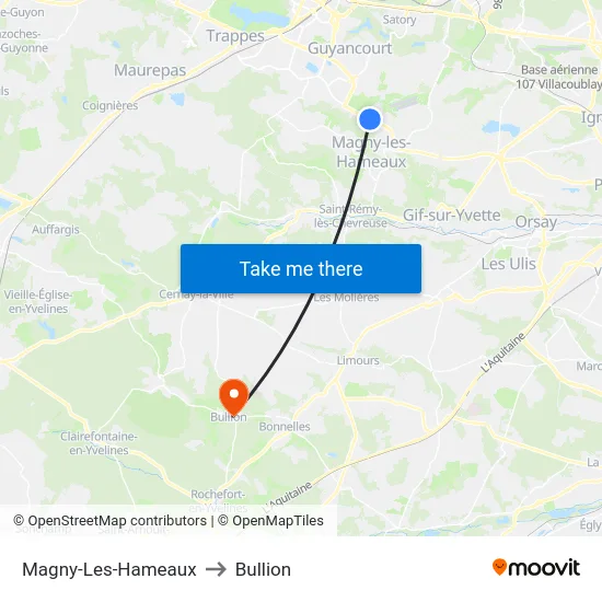 Magny-Les-Hameaux to Bullion map
