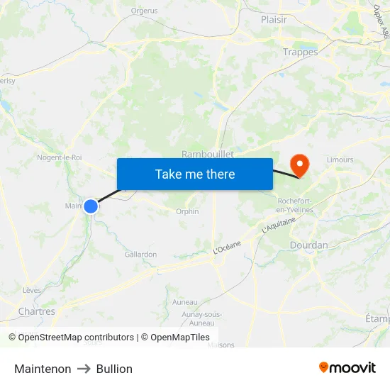 Maintenon to Bullion map