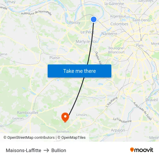 Maisons-Laffitte to Bullion map