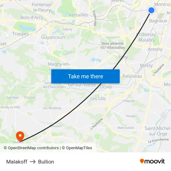 Malakoff to Bullion map
