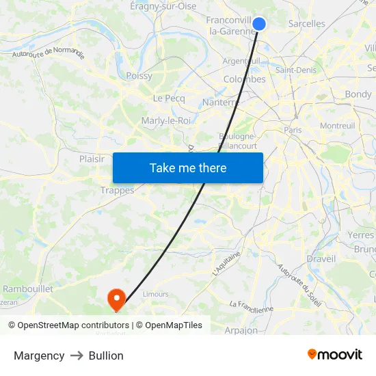 Margency to Bullion map