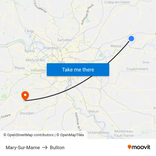 Mary-Sur-Marne to Bullion map