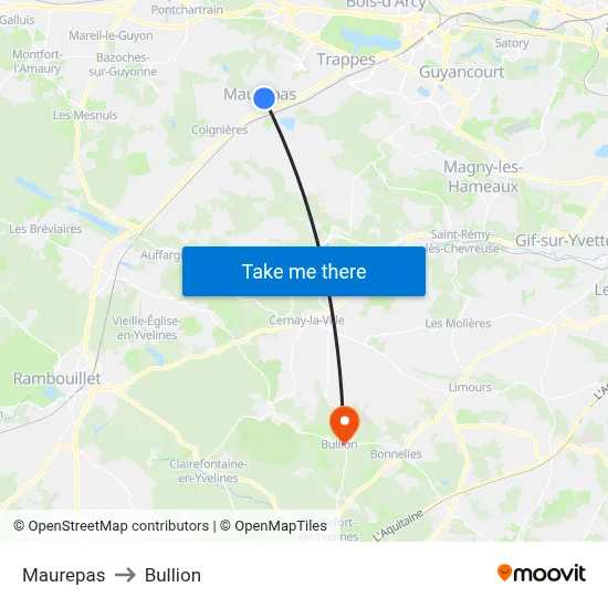 Maurepas to Bullion map