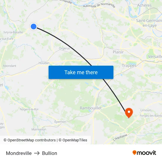 Mondreville to Bullion map