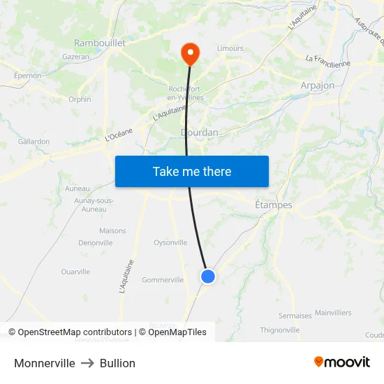 Monnerville to Bullion map