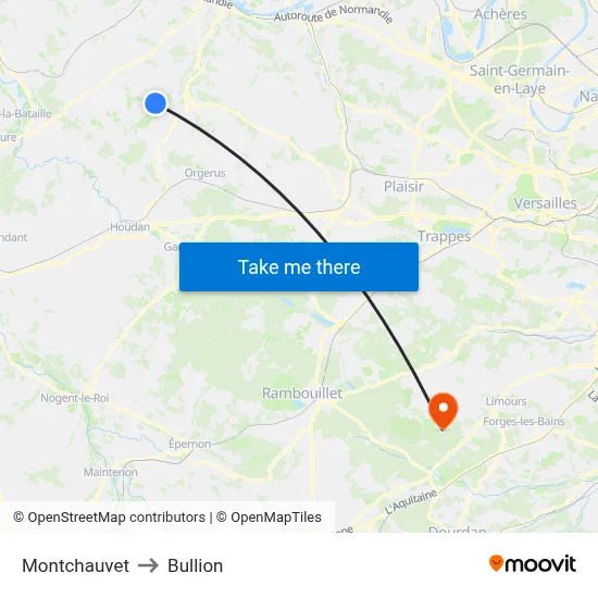 Montchauvet to Bullion map