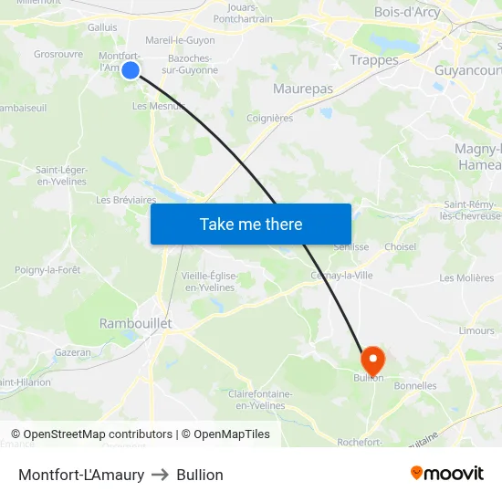 Montfort-L'Amaury to Bullion map