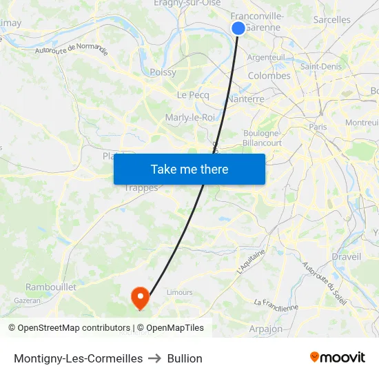 Montigny-Les-Cormeilles to Bullion map
