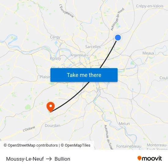 Moussy-Le-Neuf to Bullion map