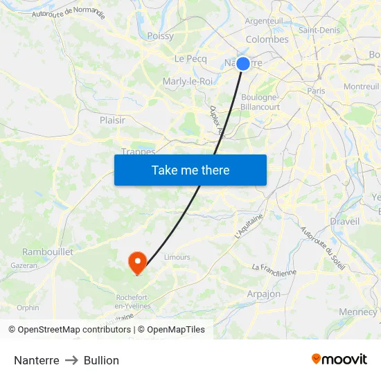 Nanterre to Bullion map