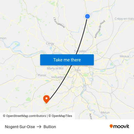 Nogent-Sur-Oise to Bullion map