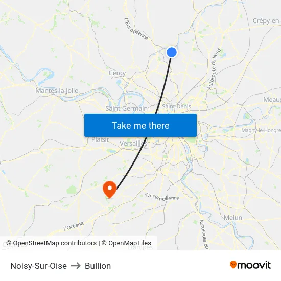 Noisy-Sur-Oise to Bullion map