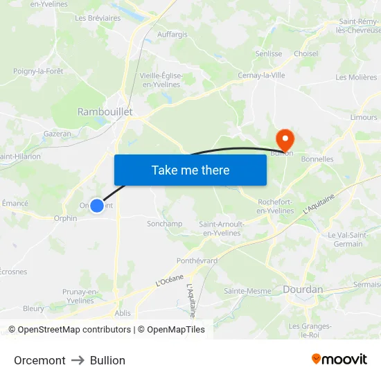 Orcemont to Bullion map