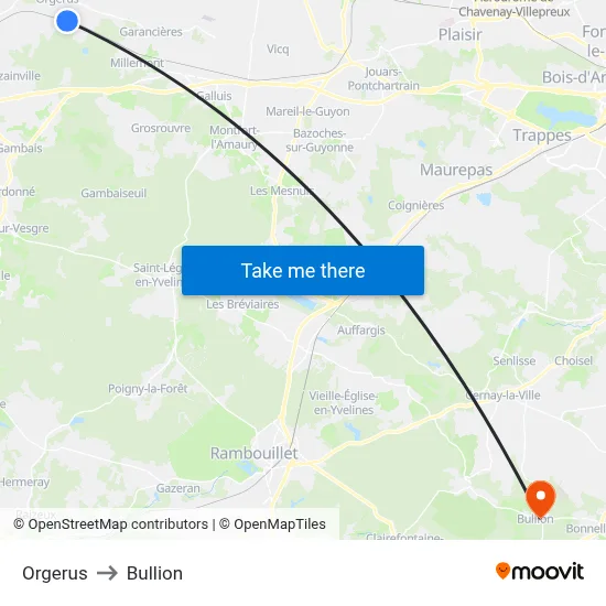 Orgerus to Bullion map