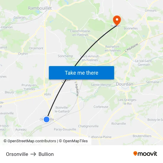 Orsonville to Bullion map