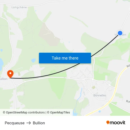 Pecqueuse to Bullion map