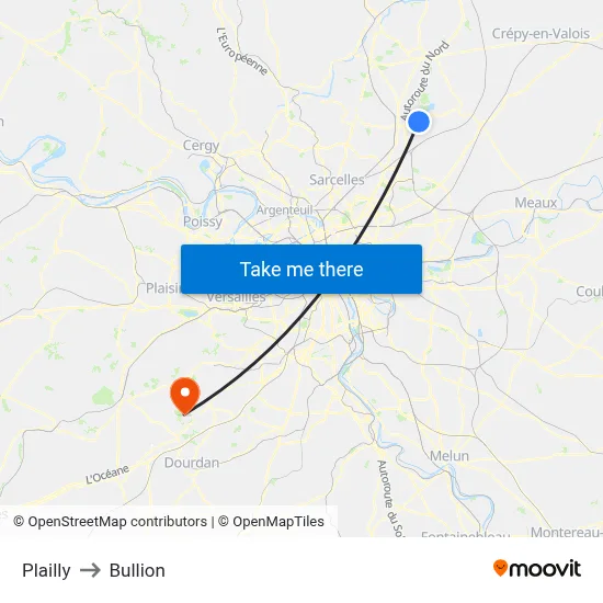 Plailly to Bullion map