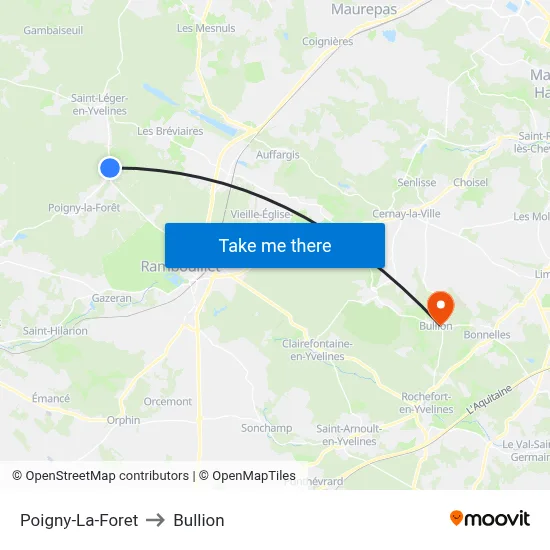 Poigny-La-Foret to Bullion map