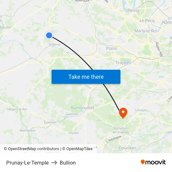 Prunay-Le-Temple to Bullion map