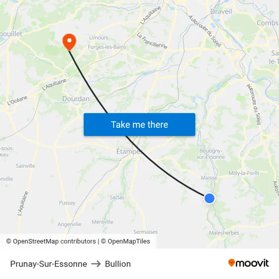 Prunay-Sur-Essonne to Bullion map