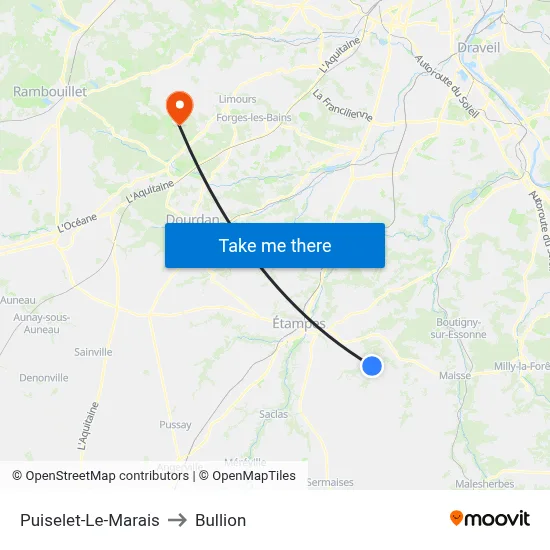 Puiselet-Le-Marais to Bullion map