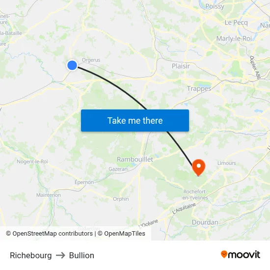 Richebourg to Bullion map