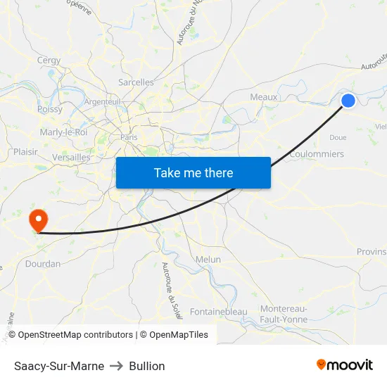 Saacy-Sur-Marne to Bullion map