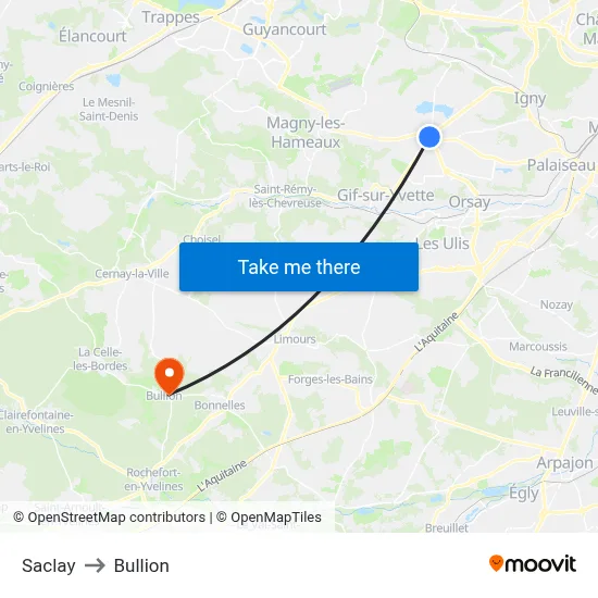 Saclay to Bullion map