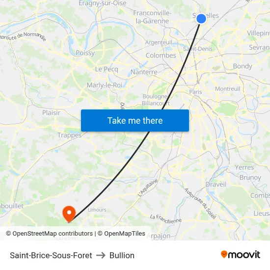 Saint-Brice-Sous-Foret to Bullion map