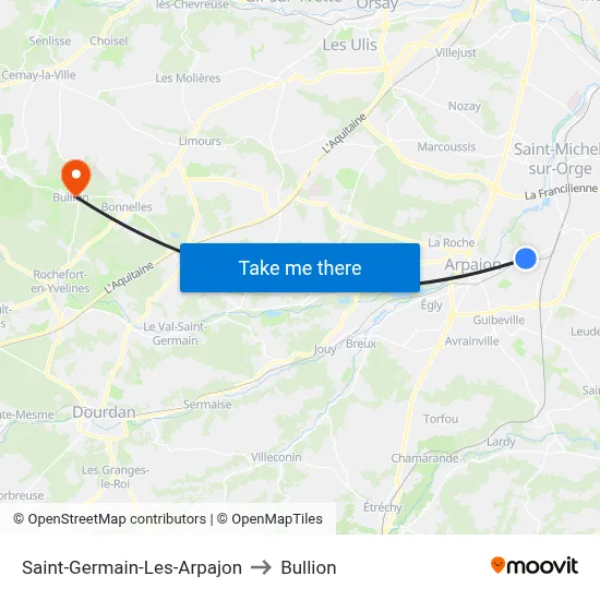 Saint-Germain-Les-Arpajon to Bullion map