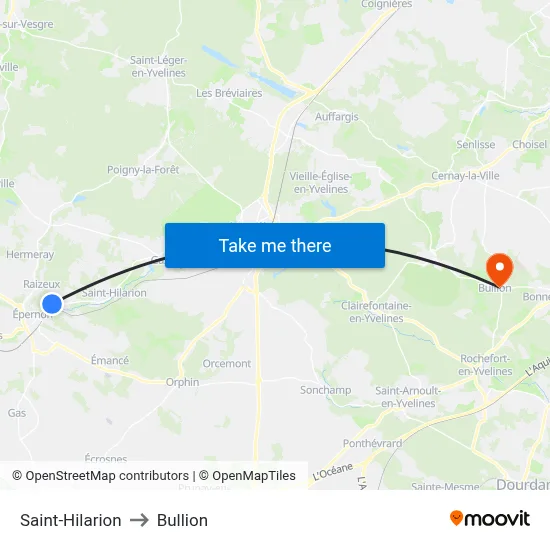 Saint-Hilarion to Bullion map
