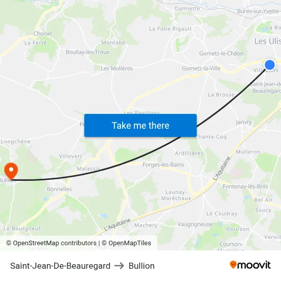 Saint-Jean-De-Beauregard to Bullion map